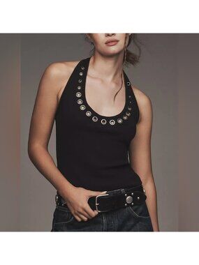 NWT Size M - Pilcro Scoop-Neck Grommet Halter Top (NWT US$ 58)